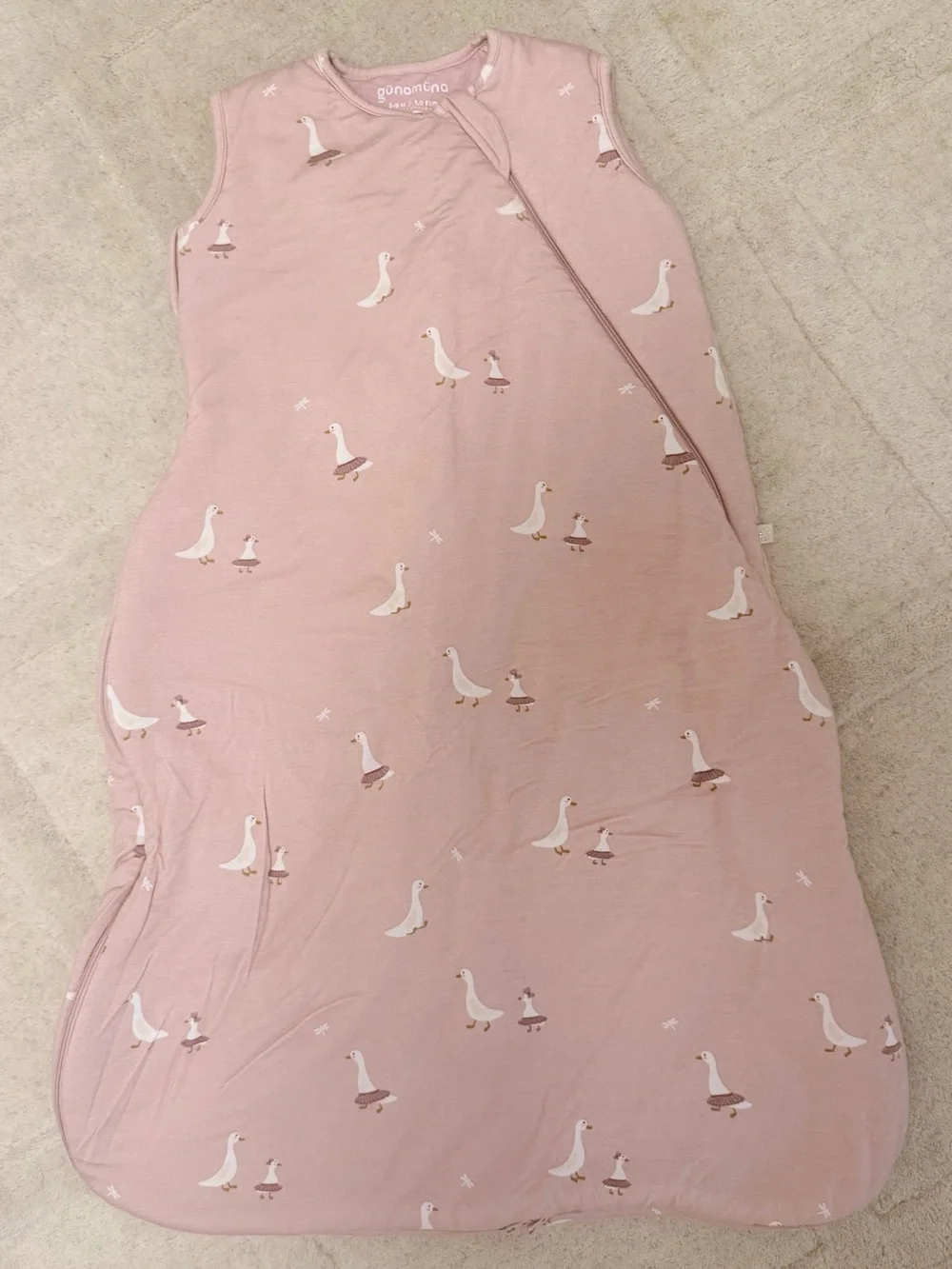 GUNAMUNA Pink Goose Print Sleep Sack